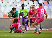 5 October 2022; Ethan McIlroy of Emerging Ireland is tackled by Wian Van Niekerk of Airlink Pumas during the Toyota Challenge match between Airlink Pumas and Emerging Ireland at Toyota Stadium in Bloemfontein, South Africa. Photo by Johan Pretorius/Sportsfile