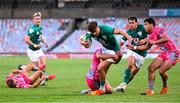 5 October 2022; Chay Mullins of Emerging Ireland is tackled by Devon Williams of Airlink Pumas during the Toyota Challenge match between Airlink Pumas and Emerging Ireland at Toyota Stadium in Bloemfontein, South Africa. Photo by Johan Pretorius/Sportsfile