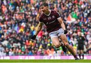 26 June 2022; Matthew Tierney of Galway celebrates after scoring the winning penalty in the penalty shoot-out of the GAA Football All-Ireland Senior Championship Quarter-Final match between Armagh and Galway at Croke Park, Dublin. Photo by Piaras Ó Mídheach/Sportsfile