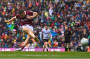 26 June 2022; Damien Comer of Galway scores a penalty in the penalty shoot-out of the GAA Football All-Ireland Senior Championship Quarter-Final match between Armagh and Galway at Croke Park, Dublin. Photo by Piaras Ó Mídheach/Sportsfile