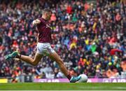 26 June 2022; Robert Finnerty of Galway scores a penalty in the penalty shoot-out of the GAA Football All-Ireland Senior Championship Quarter-Final match between Armagh and Galway at Croke Park, Dublin. Photo by Piaras Ó Mídheach/Sportsfile