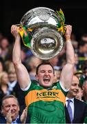 24 July 2022; Tadhg Morley of Kerry lifts the Sam Maguire Cup after his side's victory in the GAA Football All-Ireland Senior Championship Final match between Kerry and Galway at Croke Park in Dublin. Photo by Piaras Ó Mídheach/Sportsfile