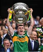 24 July 2022; Diarmuid O'Connor of Kerry lifts the Sam Maguire Cup after his side's victory in the GAA Football All-Ireland Senior Championship Final match between Kerry and Galway at Croke Park in Dublin. Photo by Piaras Ó Mídheach/Sportsfile