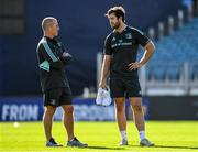 7 October 2022; Senior coach Stuart Lancaster and Caelan Doris during a Leinster Rugby captain's run at the RDS Arena in Dublin. Photo by Harry Murphy/Sportsfile