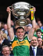 24 July 2022; Jack Barry of Kerry lifts the Sam Maguire Cup after his side's victory in the GAA Football All-Ireland Senior Championship Final match between Kerry and Galway at Croke Park in Dublin. Photo by Piaras Ó Mídheach/Sportsfile