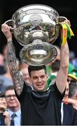 24 July 2022; Kerry sports recovery coach Sean McMahon lifts the Sam Maguire Cup after his side's victory in the GAA Football All-Ireland Senior Championship Final match between Kerry and Galway at Croke Park in Dublin. Photo by Piaras Ó Mídheach/Sportsfile