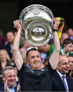 24 July 2022; Kerry nutritionist Kevin Beasley lifts the Sam Maguire Cup after his side's victory in the GAA Football All-Ireland Senior Championship Final match between Kerry and Galway at Croke Park in Dublin. Photo by Piaras Ó Mídheach/Sportsfile