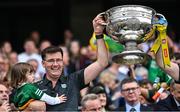 24 July 2022; Kerry chartered physiotherapist Paudie McQuinn lifts the Sam Maguire Cup after his side's victory in the GAA Football All-Ireland Senior Championship Final match between Kerry and Galway at Croke Park in Dublin. Photo by Piaras Ó Mídheach/Sportsfile