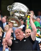 24 July 2022; Kerry kit manager Colm Whelan lifts the Sam Maguire Cup after the GAA Football All-Ireland Senior Championship Final match between Kerry and Galway at Croke Park in Dublin. Photo by Piaras Ó Mídheach/Sportsfile