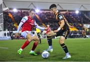 7 October 2022; Ryan O'Kane of Dundalk in action against Sam Curtis of St Patrick's Athletic during the SSE Airtricity League Premier Division match between Dundalk and St Patrick's Athletic at Casey's Field in Dundalk, Louth. Photo by Seb Daly/Sportsfile