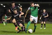7 October 2022; Cian Murphy of Cork City is tackled by Joe Manley of Wexford during the SSE Airtricity League First Division match between Cork City and Wexford at Turners Cross in Cork. Photo by Eóin Noonan/Sportsfile