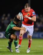 7 October 2022; Dave Kilcoyne of Munster is tackled by Dave Heffernan of Connacht during the United Rugby Championship match between Connacht and Munster at The Sportsground in Galway. Photo by Brendan Moran/Sportsfile