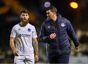 7 October 2022; Drogheda United manager Kevin Doherty with Gary Deegan of Drogheda United at half-time during the SSE Airtricity League Premier Division match between Bohemians and Drogheda United at Dalymount Park in Dublin. Photo by Piaras Ó Mídheach/Sportsfile