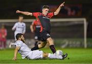 7 October 2022; James Clarke of Bohemians is tackled by Gary Deegan of Drogheda United during the SSE Airtricity League Premier Division match between Bohemians and Drogheda United at Dalymount Park in Dublin. Photo by Piaras Ó Mídheach/Sportsfile