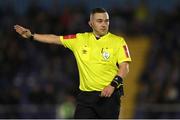7 October 2022; Referee Kevin O'Sullivan during the SSE Airtricity League First Division match between Waterford and Treaty United at RSC in Waterford. Photo by Michael P Ryan/Sportsfile