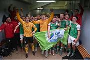 7 October 2022; Cork City players celebrate after they were confirmed as First Division champions following the drawn SSE Airtricity League First Division match between Cork City and Wexford at Turners Cross in Cork.