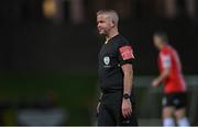 7 October 2022; Referee Sean Grant during the SSE Airtricity League Premier Division match between Derry City and Finn Harps at The Ryan McBride Brandywell Stadium in Derry. Photo by Ramsey Cardy/Sportsfile