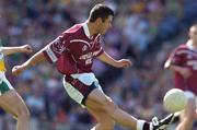 23 May 2004; Westmeath's Brian Morley kicks a point which was given as a point but subsequently to be shown as a wide in television replays. Westmeath won the game by one point. Bank of Ireland Leinster Senior Football Championship, Offaly v Westmeath, Croke Park, Dublin. Picture credit;  Matt Browne / SPORTSFILE