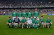 27 May 2004; Republic of Ireland team back row l to r; Roy Keane, Liam Miller, Robbie Keane, Clinton Morrrison, Andy O'Brien. front row l to r; Andy Reid, Shay Given, Matt Holland, Kenny Cunningham, Captain, Steve Finnan and Alan Maybury . International Friendly, Republic of Ireland v Romania, Lansdowne Road, Dublin. Picture credit; David Maher / SPORTSFILE