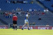 23 May 2004; Ciaran Clancy, Wicklow, leaves the field  having been shown the red card by referee Jim McKee. Bank of Ireland Leinster Senior Football Championship, Meath v Wicklow, Croke Park, Dublin. Picture credit; Matt Browne / SPORTSFILE
