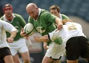 28 May 2004; John Hayes, Ireland Green, is tackled by Shane Byrne, Ireland White. Rugby Pre-Tour Practice Game, Ireland Green v Ireland White, Lansdowne Road, Dublin. Picture credit; Matt Browne / SPORTSFILE