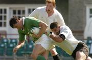 28 May 2004; David Wallace, Ireland Green, is tackled by Alan Quinlan, Ireland White. Rugby Pre-Tour Practice Game, Ireland Green v Ireland White, Lansdowne Road, Dublin. Picture credit; Matt Browne / SPORTSFILE