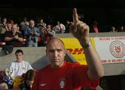 28 May 2004; St. Patrick's Athletic new manager Johnny McDonnell is introduced before the start of the game against Dublin City. eircom league, Premier Division, St. Patrick's Athletic v Dublin City, Richmond Park, Dublin. Picture credit; Matt Browne / SPORTSFILE