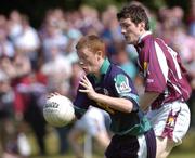 30 May 2004; Charlie Harrison, London, in action against Michael Meehan, Galway. Bank of Ireland Connacht Senior Football Championship, London v Galway, Emerald Gaelic Grounds, Ruislip, London. Picture credit; Brian Lawless / SPORTSFILE