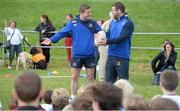 13 August 2013; Leinster players Brian O'Driscoll, left, and Fergus McFadden, during a Leinster Rugby Summer Camp at DLSP RFC, Kirwan Park, Kilternan, Co. Dublin. Picture credit: Brian Lawless / SPORTSFILE