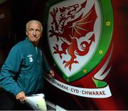 13 August 2013; Republic of Ireland manager Giovanni Trapattoni arriving for a press conference ahead of their international friendly against Wales on Wednesday. Republic of Ireland Press Conference, Cardiff City Stadium, Cardiff, Wales. Picture credit: David Maher / SPORTSFILE