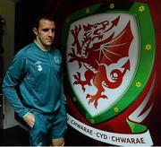 13 August 2013; Republic of Ireland captain John O'Shea arriving for a press conference ahead of their international friendly against Wales on Wednesday. Republic of Ireland Press Conference, Cardiff City Stadium, Cardiff, Wales. Picture credit: David Maher / SPORTSFILE