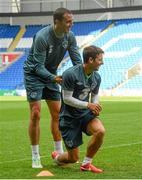 13 August 2013; Republic of Ireland's John O'Shea and Wesley Hoolahan during squad training ahead of their international friendly against Wales on Wednesday. Republic of Ireland Squad Training, Cardiff City Stadium, Cardiff, Wales. Picture credit: David Maher / SPORTSFILE