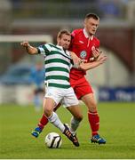 13 August 2013; Pat Sullivan, Shamrock Rovers, in action against David Cawley, Sligo Rovers. EA Sports Cup Semi-Final, Shamrock Rovers v Sligo Rovers, Tallaght Stadium, Tallaght, Co. Dublin. Photo by Sportsfile