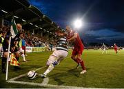 13 August 2013; Conor Powell, Shamrock Rovers, in action against Alan Keane, Sligo Rovers. EA Sports Cup Semi-Final, Shamrock Rovers v Sligo Rovers, Tallaght Stadium, Tallaght, Co. Dublin. Photo by Sportsfile