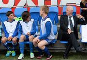 14 August 2013; Republic of Ireland manager Giovanni Trapattoni sits alongside local ballboys before the start of the game. International Friendly, Wales v Republic of Ireland, Cardiff City Stadium, Cardiff, Wales. Picture credit: David Maher / SPORTSFILE