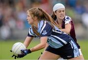 14 August 2013; Katie Murray, Dublin, in action against Shauna Hynes, Galway. All-Ireland Ladies Minor A Championship Final Replay, Dublin v Galway, Cusack Park, Mullingar, Co. Westmeath. Picture credit: Brian Lawless / SPORTSFILE