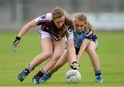 14 August 2013; Megan Glynn, Galway, in action against Margaret Mohan, Dublin. All-Ireland Ladies Minor A Championship Final Replay, Dublin v Galway, Cusack Park, Mullingar, Co. Westmeath. Picture credit: Brian Lawless / SPORTSFILE