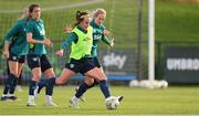 8 October 2022; Ciara Grant and Lily Agg, right, during a Republic of Ireland Women training session at FAI National Training Centre in Abbotstown, Dublin. Photo by Stephen McCarthy/Sportsfile