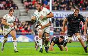 8 October 2022; Duane Vermeulen of Ulster is tackled by Keelan Giles of Ospreys during the United Rugby Championship match between Ulster and Ospreys at Kingspan Stadium in Belfast. Photo by John Dickson/Sportsfile