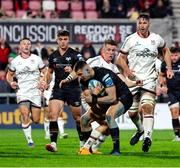8 October 2022; Craig Gilroy of Ulster tackles Max Nagy of Ospreys during the United Rugby Championship match between Ulster and Ospreys at Kingspan Stadium in Belfast. Photo by John Dickson/Sportsfile