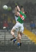 9 October 2022; Darren Houlihan of Mid Kerry and Adrian Spillane of Templenoe contest the throw in during the Kerry County Senior Club Football Championship quarter-final match between Mid Kerry and Templenoe at Fitzgerald Stadium in Killarney, Kerry. Photo by Brendan Moran/Sportsfile