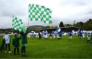9 October 2022; Young Baltinglass and St Patrick's supporters wave flags before the Wicklow County Senior Football Championship Final match between Baltinglass and St Patrick's at the County Grounds in Aughrim, Wicklow. Photo by Harry Murphy/Sportsfile