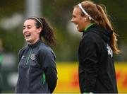 9 October 2022; Roma McLaughlin, left, and Grace Moloney during a Republic of Ireland Women training session at FAI National Training Centre in Abbotstown, Dublin. Photo by Stephen McCarthy/Sportsfile