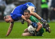 9 October 2022; John McGrath of Baltinglass in action against Patrick McWalter of St Patrick's during the Wicklow County Senior Football Championship Final match between Baltinglass and St Patrick's at the County Grounds in Aughrim, Wicklow. Photo by Harry Murphy/Sportsfile