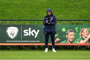 9 October 2022; Digital media coordinator Emma Clinton during a Republic of Ireland Women training session at FAI National Training Centre in Abbotstown, Dublin. Photo by Stephen McCarthy/Sportsfile