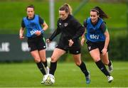 9 October 2022; Harriet Scott and Roma McLaughlin, right, during a Republic of Ireland Women training session at FAI National Training Centre in Abbotstown, Dublin. Photo by Stephen McCarthy/Sportsfile