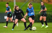 9 October 2022; Saoirse Noonan and Harriet Scott, left, during a Republic of Ireland Women training session at FAI National Training Centre in Abbotstown, Dublin. Photo by Stephen McCarthy/Sportsfile