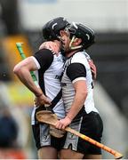 9 October 2022; Kilruane MacDonaghs players Jerome Cahill, left, and Sean McAdams celebrate after their side's victory after the Tipperary County Senior Hurling Championship Semi-Final match between Kilruane MacDonaghs and Upperchurch-Drombane at FBD Semple Stadium in Thurles, Tipperary. Photo by Michael P Ryan/Sportsfile