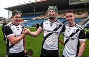 9 October 2022; Kilruane MacDonaghs players from left, Kieran Cahill, Thomas Cleary and James Cleary celebrate after their side's victory in during the Tipperary County Senior Hurling Championship Semi-Final match between Kilruane MacDonaghs and Upperchurch-Drombane at FBD Semple Stadium in Thurles, Tipperary. Photo by Michael P Ryan/Sportsfile