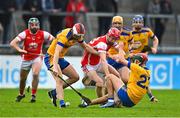 9 October 2022; Liam Murphy of Cuala in action against Michael Murphy, right, and Donal Ryan of Na Fianna during the Go Ahead Dublin County Senior Club Hurling Championship Semi-Final match between Cuala and Na Fianna at Parnell Park in Dublin. Photo by Ben McShane/Sportsfile